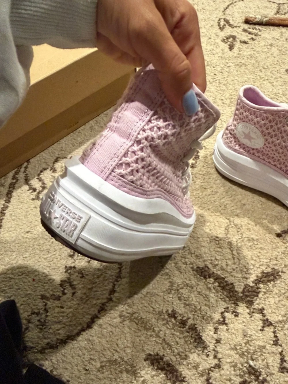 Pink High-Top converse Knit Sneakers